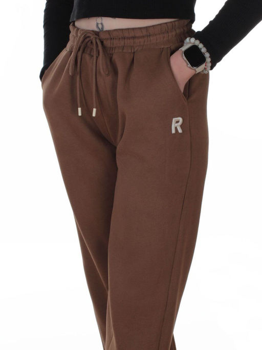 2617 BROWN Брюки спортивные утепленные женские (85% хлопок, 10% полиэстер, 5% спандекс)