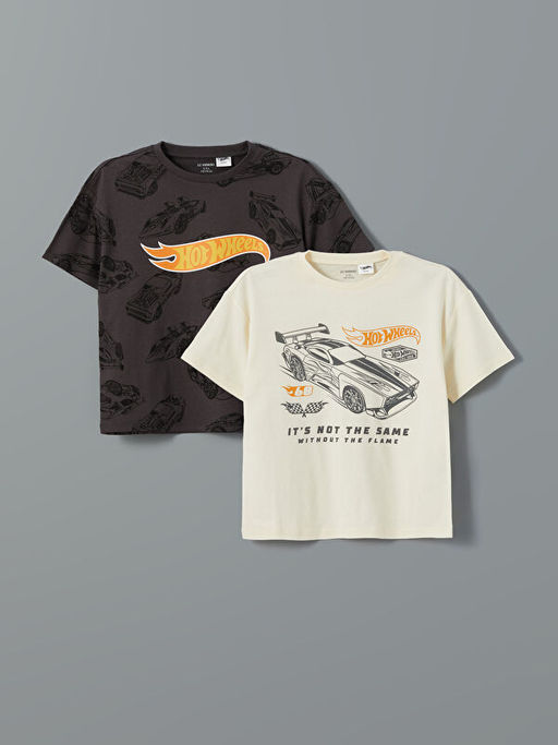 Bisiklet Yaka Hot Wheels Bask?l? Erkek ?ocuk Ti??rt