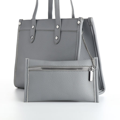 Сумка женская тоут TEXTURA на молнии, с кошельком, 30×10×24 см, серый