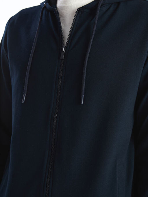 Kap??onlu Uzun Kollu Erkek Fermuarl? Sweatshirt