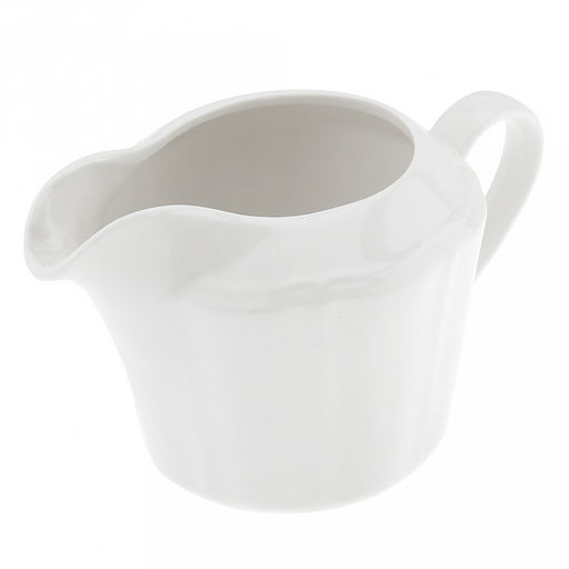 "Совершенство" Сливочник (молочник) фарфоровый 250мл, 13,7х8,4см h8,2см, белый, рельефный декор (Китай)