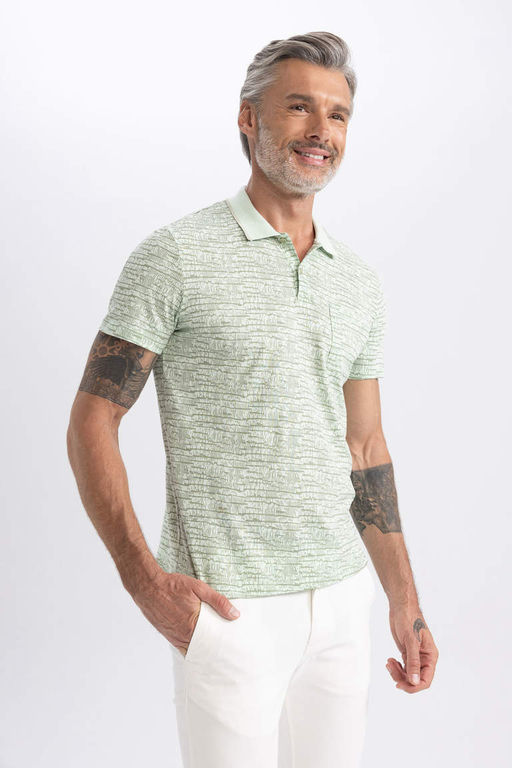 Футболка-поло с коротким рукавом с принтом Modern Fit - Defacto фото 3