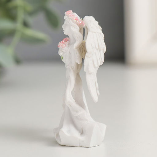 Фигурка полистоун «Ангел-девушка в розовом венке - благодарность», 3.8×6×3 см, МИКС