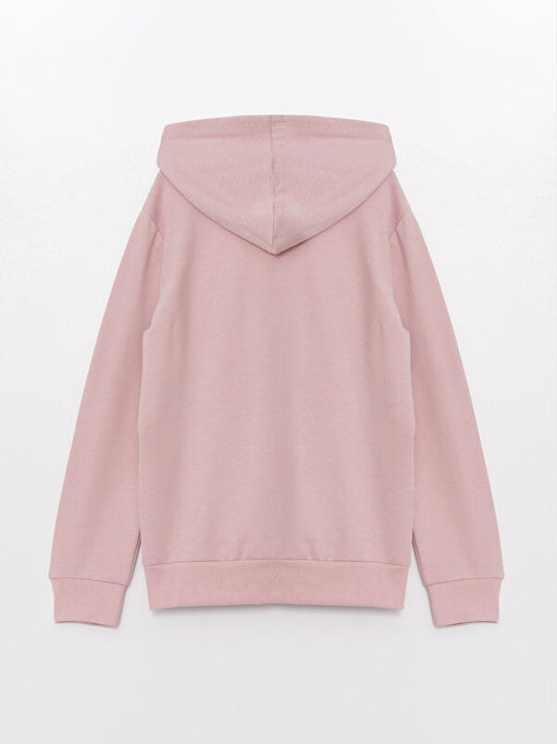 Kap??onlu Basic Uzun Kollu K?z ?ocuk Fermuarl? Sweatshirt