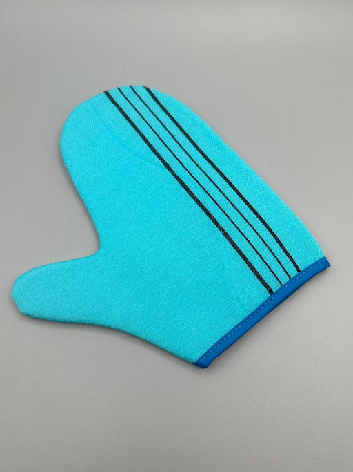 Bath Towel Мочалка-рукавица для душа с пилинг-эффектом, уплотненная, голубой