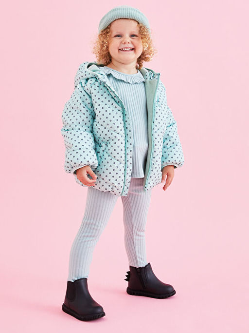 Bisiklet Yaka Uzun Kol Kendinden Desenli K?z Bebek Ti??rt - Waikiki фото 2