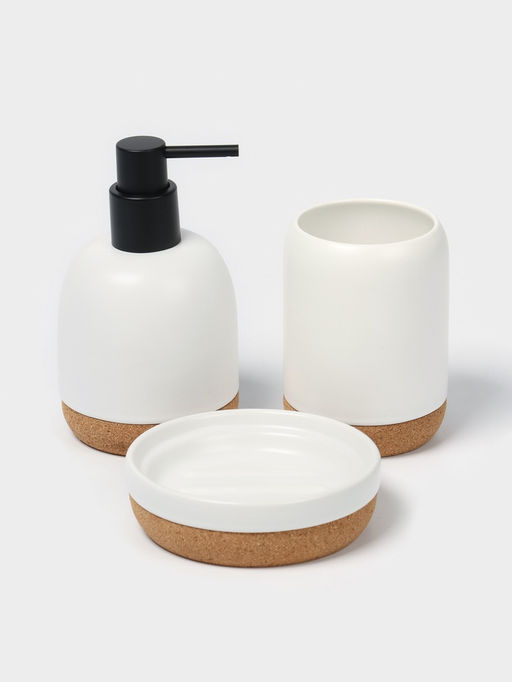 Набор для ванной SAVANNA Пробка, 3 предмета, дозатор для мыла, стакан, мыльница