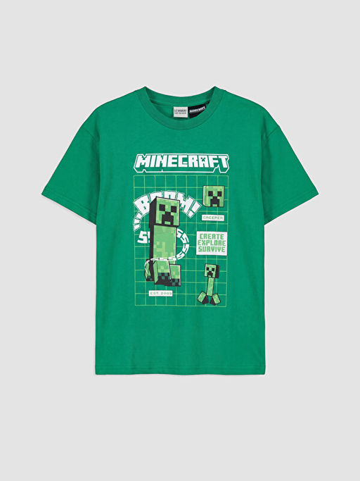 Bisiklet Yaka Minecraft Bask?l? Erkek ?ocuk Ti??rt