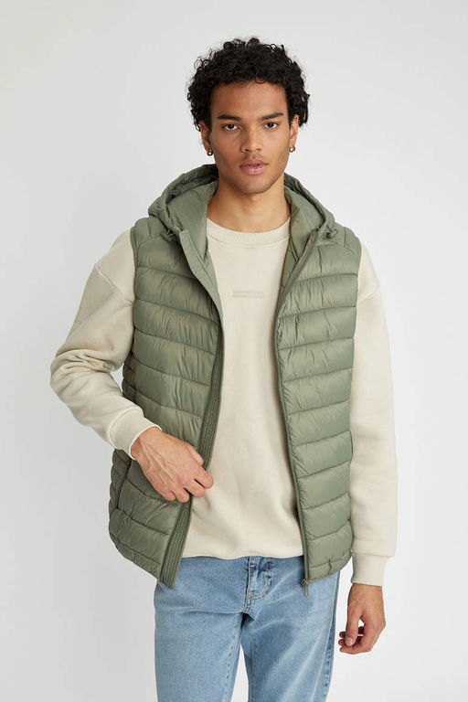 Пуховик Slim Fit с капюшоном - Defacto фото 4