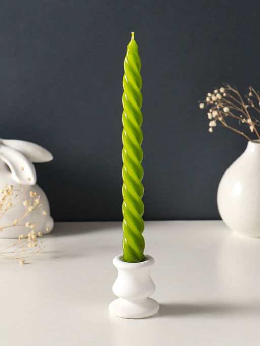 Набор свечей витых, 2.3×24.5 см, 5 ч, 50 г, 4 шт., оливковый