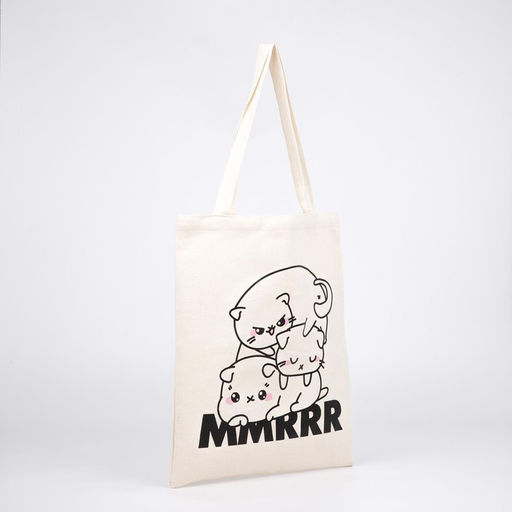 Сумка-шопер Милый котик без молнии, без подкладки, цвет бежевый - Nazamok фото 2