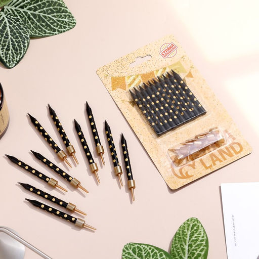 Свечи в торт Золотая горошина, 6 см, 10 шт, чёрные - Страна карнавалия фото 4