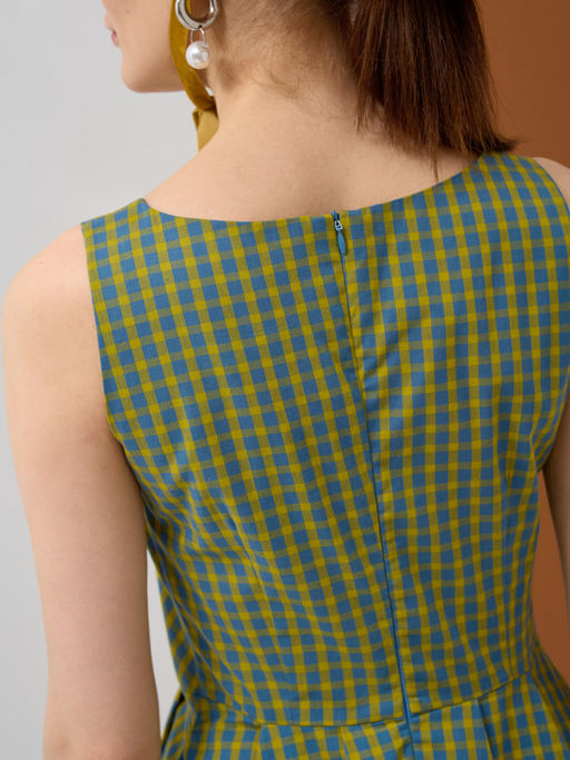Платье хлопок OD-799-1 клетка желто-голубая OD-799-1