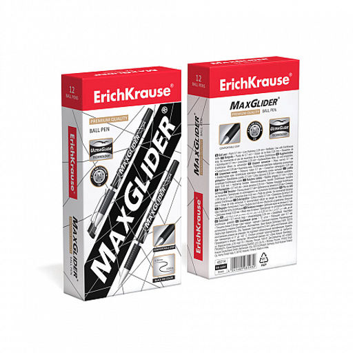 АКЦИЯ Цена за 12 шт. Ручка шариковая ErichKrause MaxGlider® Stick&Grip 0.7, Ultra Glide Technology, цвет чернил черный (в коробке по 12 шт.)  фото 3