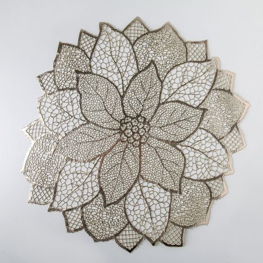 Цена за 12 шт. Салфетка сервировочная на стол Доляна Цветок, d=43 см, цвет золотой  фото 4