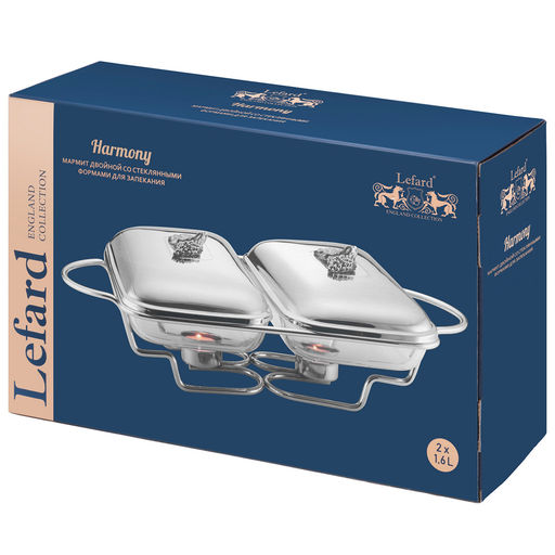 МАРМИТ ДВОЙНОЙ LEFARD СЕРИЯ HARMONY СО СТЕКЛЯННЫМИ ФОРМАМИ ДЛЯ ЗАПЕКАНИЯ, 1,6Л/1,6Л фото 2