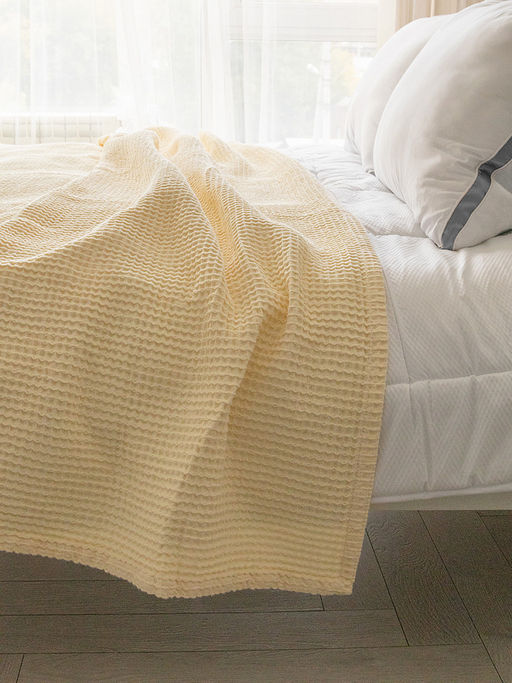 Покрывало вафельное 175x200 молочный 100% Хлопок - Denastia фото 8