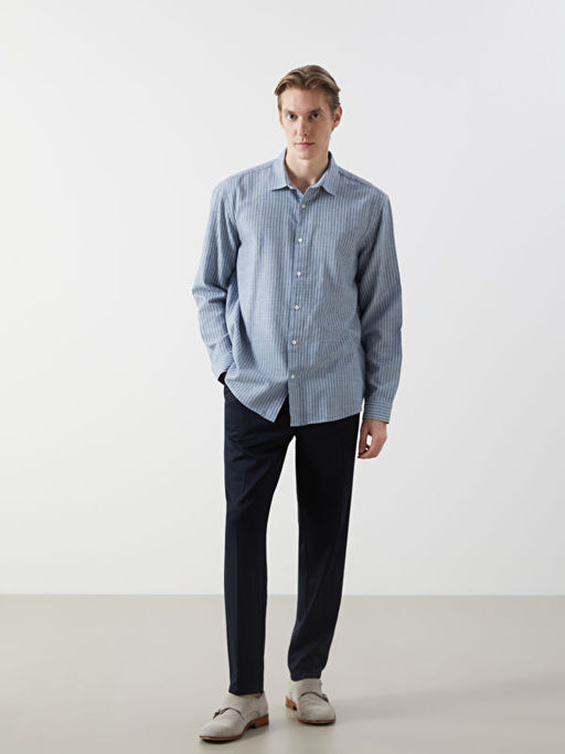 Regular Fit Uzun Kollu ?izgili Erkek G?mlek