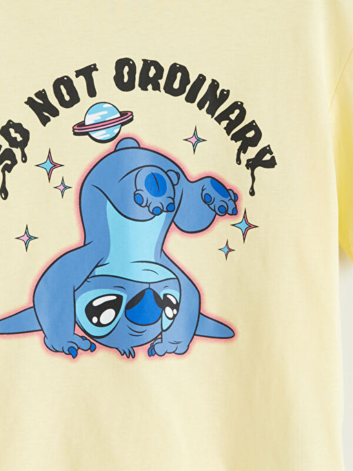 Bisiklet Yaka Stitch Bask?l? K?z ?ocuk Ti??rt