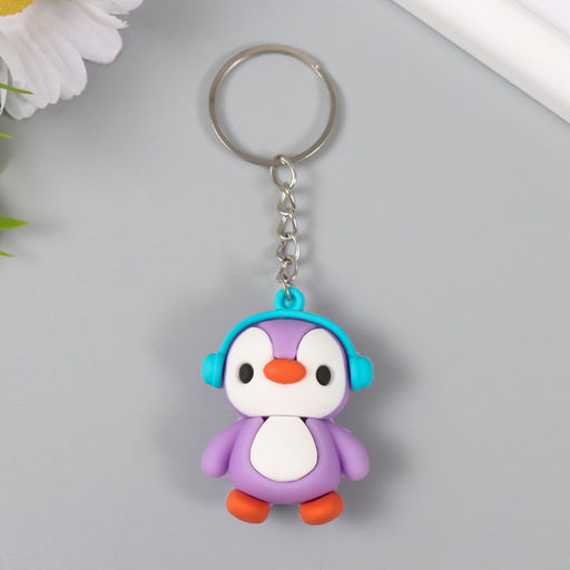 Цена за 12 шт. Брелок резина "Пингвин в наушниках" МИКС 4,7х3,5х2,2 см