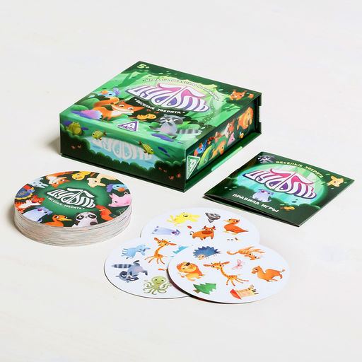 Настольная игра на реакцию и внимание Дуббль. Веселые зверята, 55 карт - Лас играс фото 4