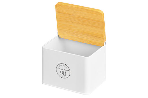 Ёмкость для соли 1,5 л 14*11*11 см SALT с бамбуковой крышкой, белая - Elan gallery фото 10