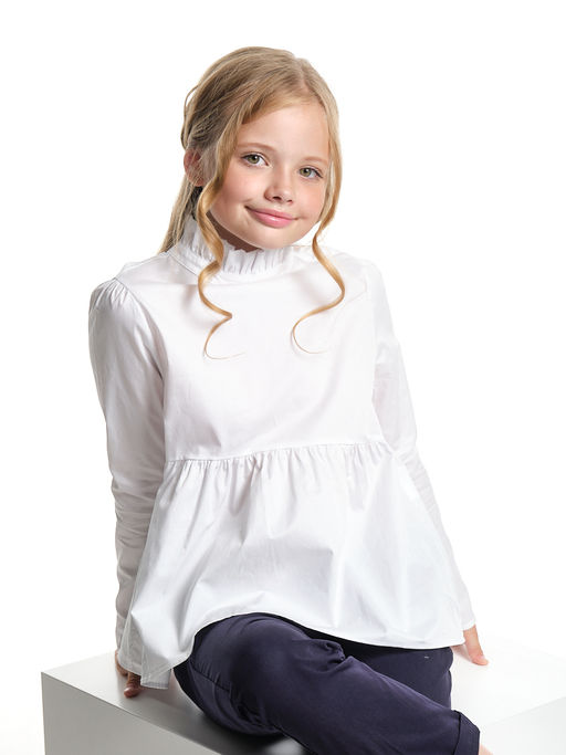 Рубашка для девочки в школу белая UD 7823 белый - Mini maxi фото 8