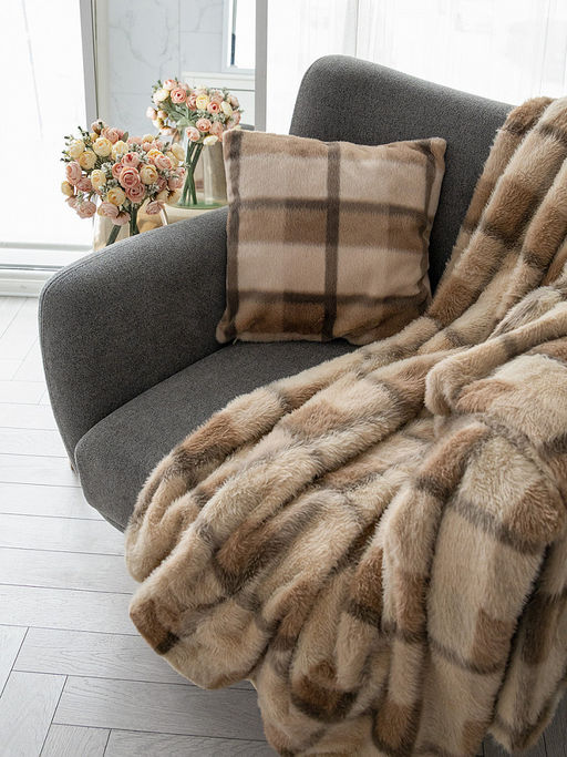 Плед меховой 200x220 бежевый - Denastia фото 5