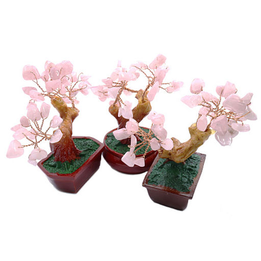 Дерево счастья с камнями Розовый кварц - символ любви, счастья и радости 11см