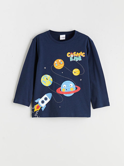 Bisiklet Yaka Bask?l? Erkek ?ocuk Pijama Tak?m