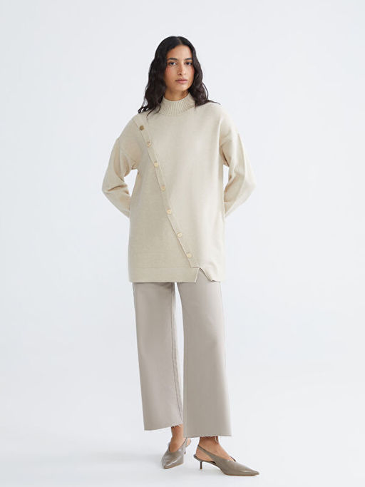 Yar?m Bal?k?? Yaka Kad?n Triko Kazak