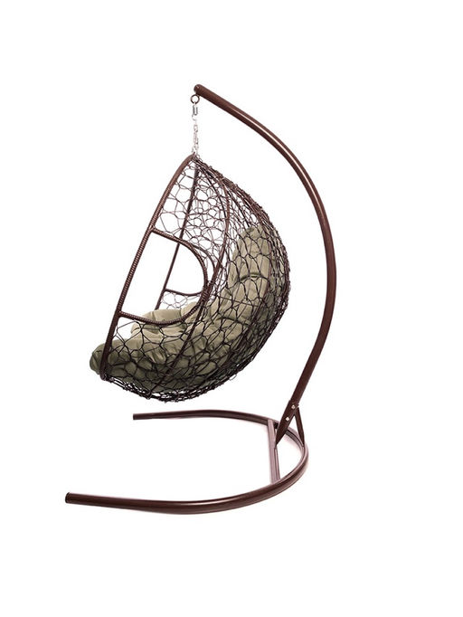 Кресло - кокон подвесное «Для двоих», 126×73×193 см, с искусственным ротангом, коричневое, с бежевой подушкой
