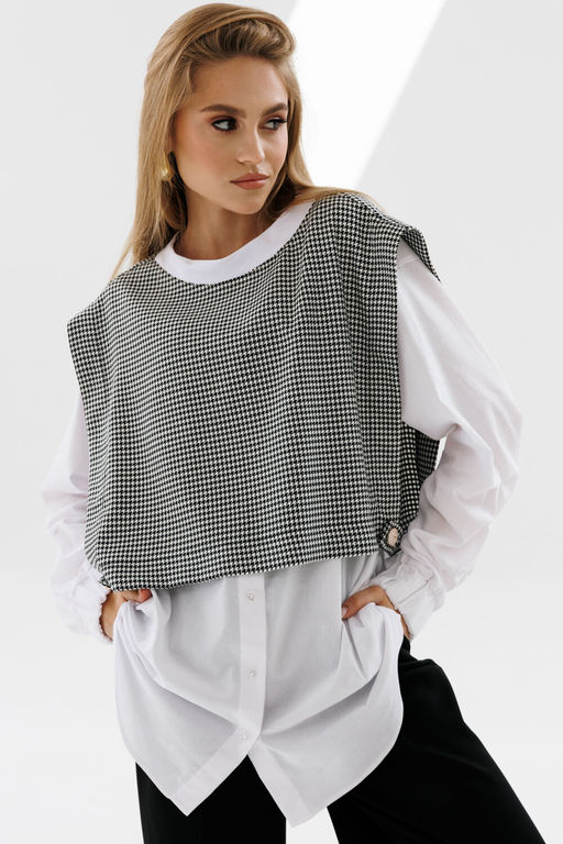 Комплект NIKVA н716-2 молоко+чёрно-белая гусиная лапка фото 6