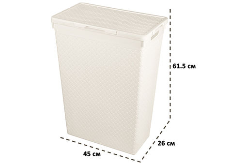 Корзина для белья 50 л 45*26*61,5 см Береста с крышкой (слоновая кость) (узкая) модель 5750026) - Elan gallery фото 2
