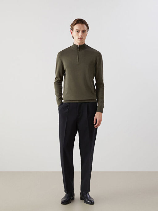 Dik Yaka Uzun Kollu Erkek Triko Kazak