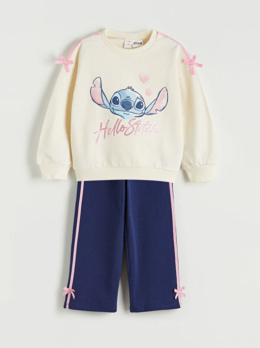 Lilo & Stitch Bask?l? K?z ?ocuk Sweatshirt ve E?ofman Alt?