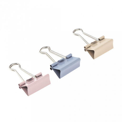 Зажим для бумаги 32мм металл, цвет - цветные, набор 24 штук, в пластиковой банке д9,8см h6,2см (Китай)