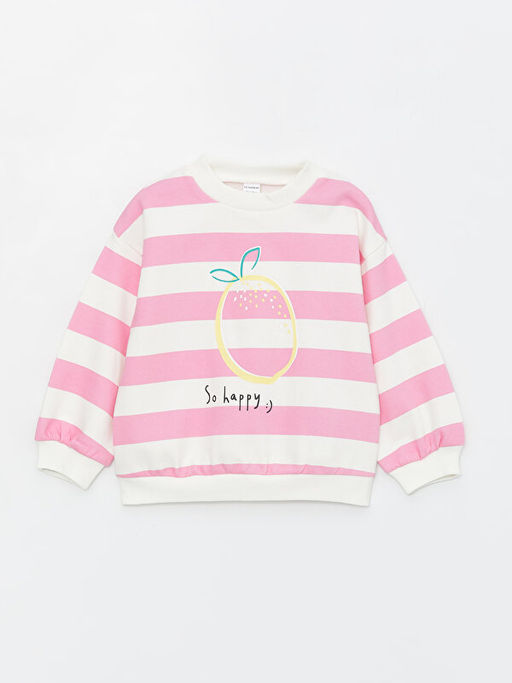 Bisiklet Yaka ?izgili K?z Bebek Sweatshirt - Waikiki фото 2