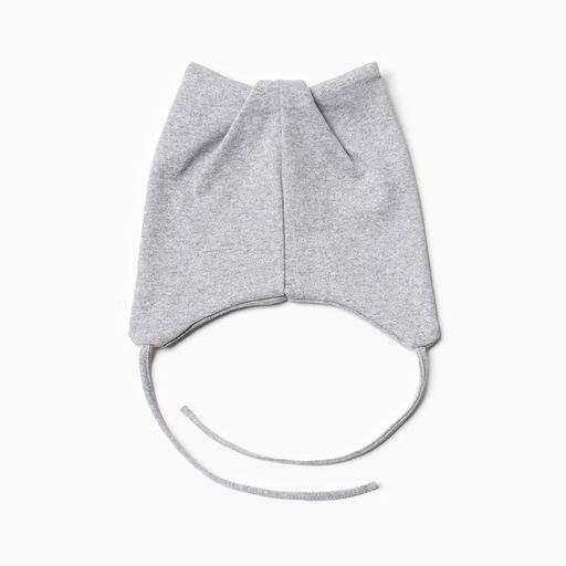 Шапка с ушками для девочки, размер 42-46, серая меланж