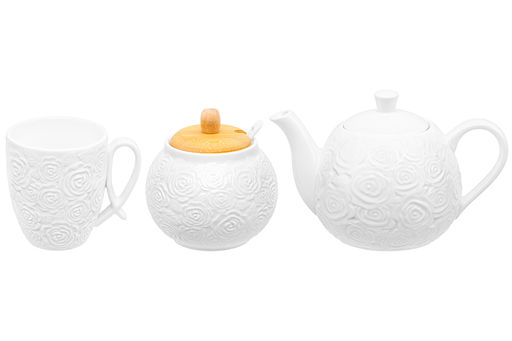 Набор - чайник + сахарница + 6 кружек Розы на бамбуковой подставке - Elan gallery фото 8