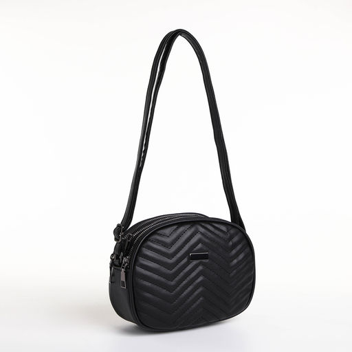 Сумка женская кросс-боди на молнии, цвет чёрный - Simaland фото 4