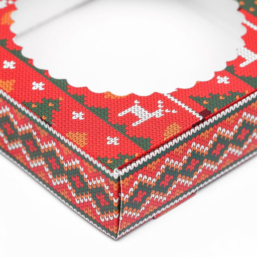 Подарочная коробка сборная с окном Новогодний орнамент, 11,5 х 11,5 х 3 см - UPAK LAND фото 9