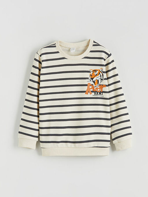 Bask?l? Erkek ?ocuk Sweatshirt 2li