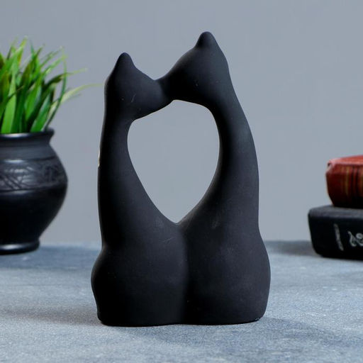 Фигурка керамика «Коты влюбленные», чёрные, 5×10×17 см
