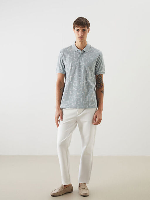 Polo Yaka Desenli Erkek Ti??rt