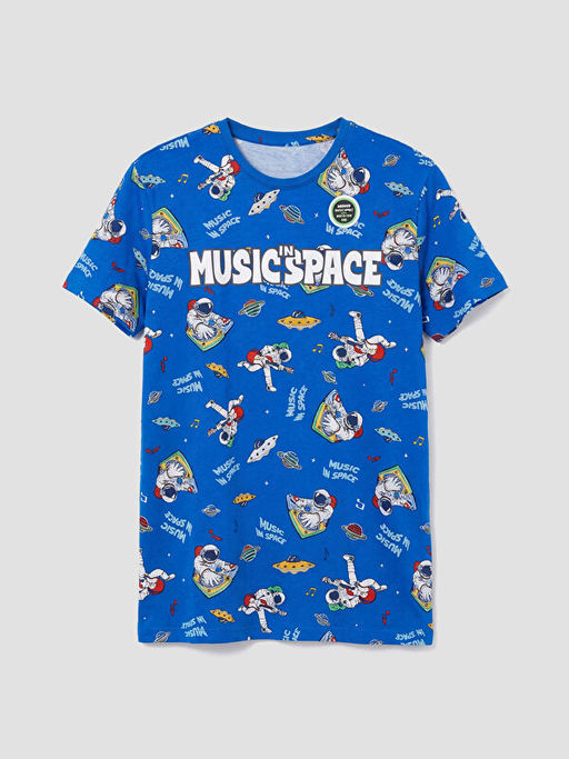 Bisiklet Yaka Bask?l? Erkek ?ocuk Pijama Tak?m