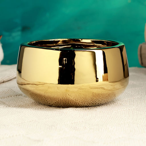 Кашпо - бонсайница для кактусов и суккулентов «Лайт», 13×13×7 см, керамика, золотистое