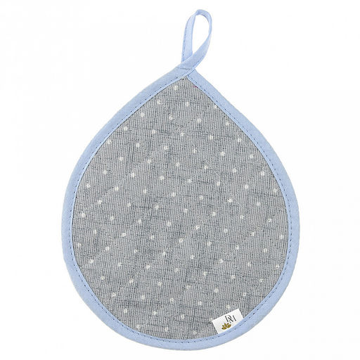 Прихватка 20х25см "Горошек на льне", форма "Капелька", рогожка 171г/м2, хлопок 100%, наполнитель - ватин 280г/м2, на пластмассовом подвесе, "Домашняя мода" (Россия)