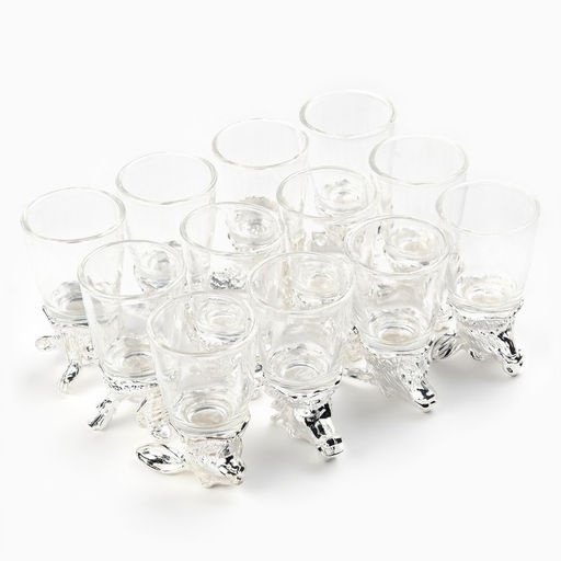 Набор рюмок-перевёртышей подарочный «Лучшему мужчине», 30 мл, 12 шт., металл, стекло, серебристый