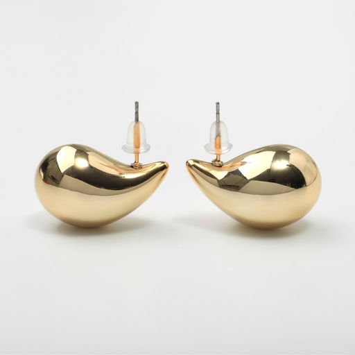 Серьги пластик «Капля», изогнутая мини, цвет золото